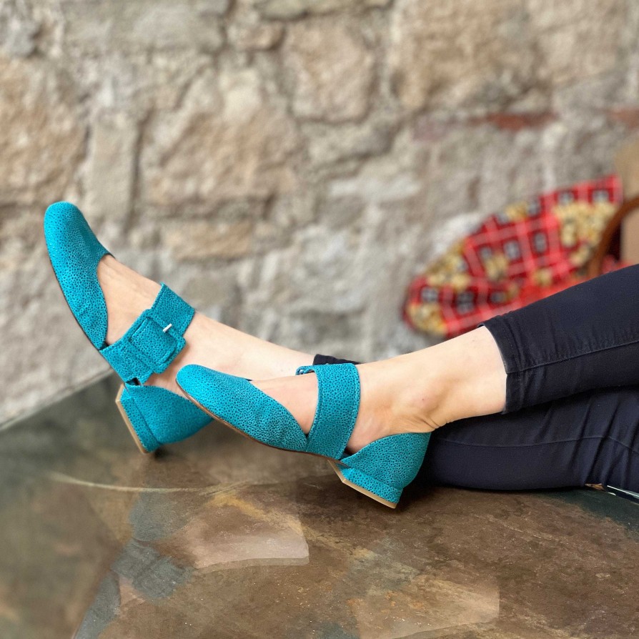 New La Gatta Con Gli Stivali Rop Blue Ballerina Con Accessorio Passante In Pelle Azzurra Lagattaconglistivali