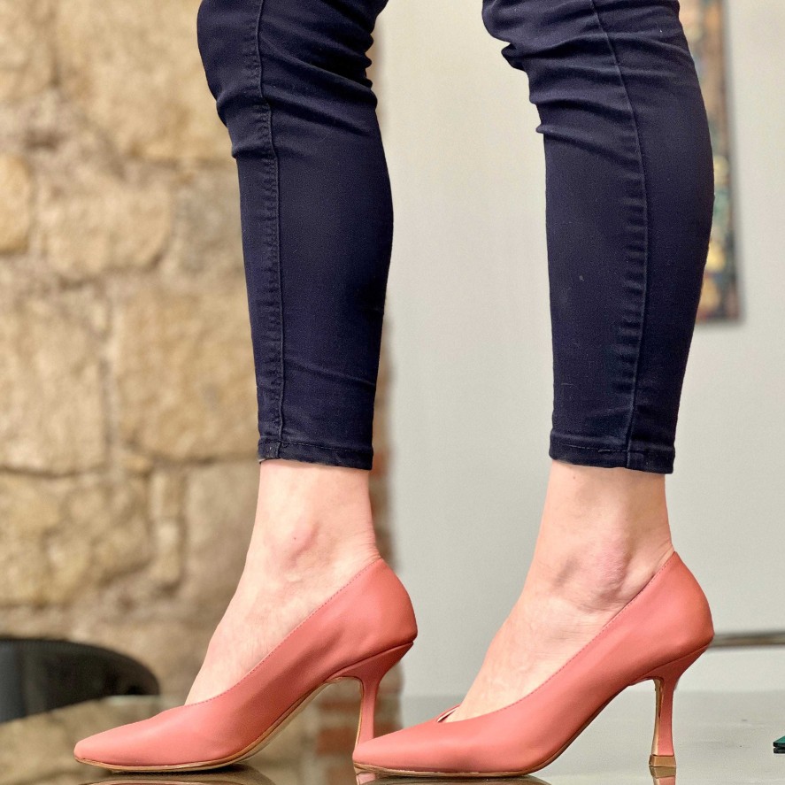 Hot La Gatta Con Gli Stivali Tokyo Phard Decollete In Nappa Rosa Phard Punta Sfilata Tacco 7 Cm Artigianale Marchigiana