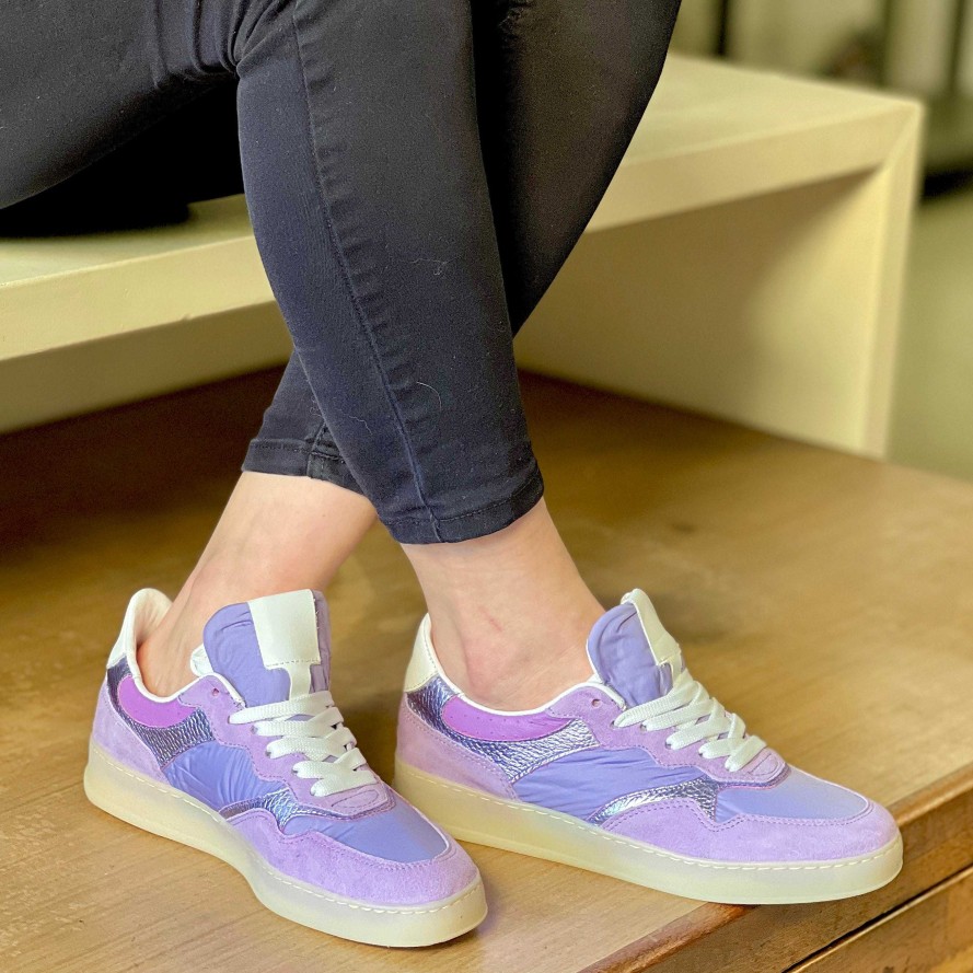 Clearance La Gatta Con Gli Stivali City Lilac Sneaker In Tela E Camoscio Lilla Stile Anni 70