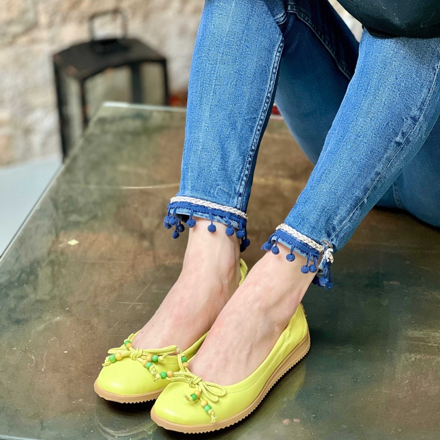 Hot La Gatta Con Gli Stivali Juta Lemon Ballerina Con Laccetti In Nappa Lime E Extra Flessibile