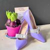 Clearance La Gatta Con Gli Stivali Rocher Lilac Decollete Sfilata In Nappa Lilla Tacco 8,5 Cm Con Fiocco Fatta A Mano